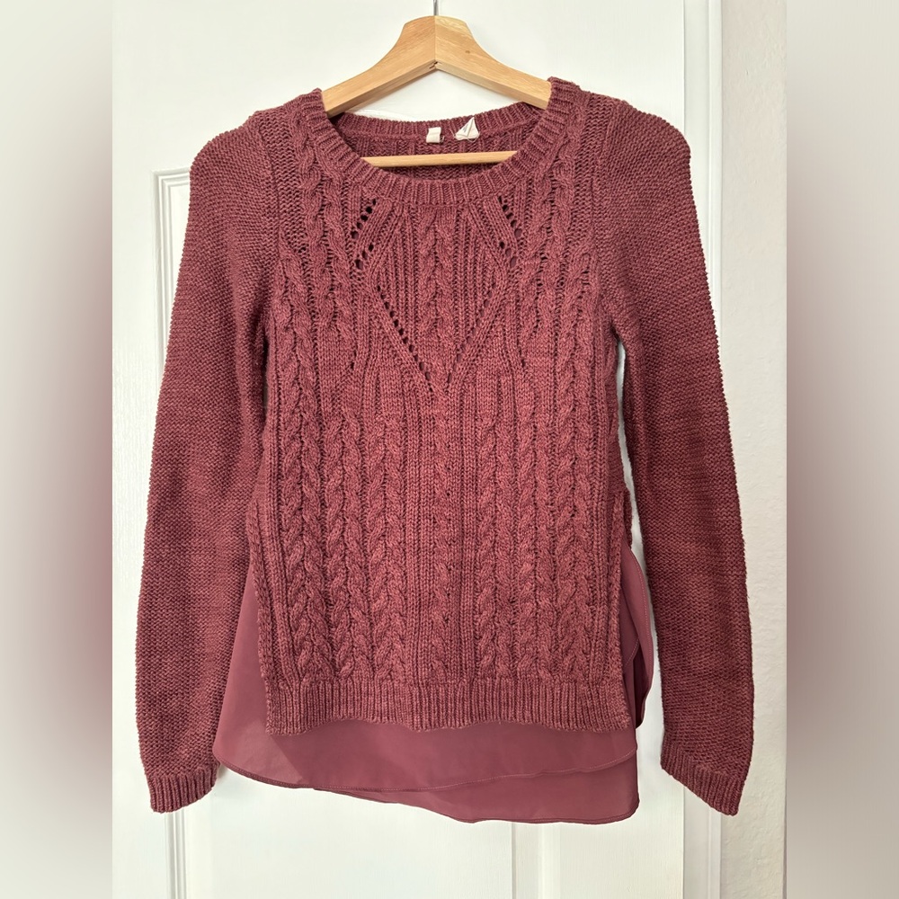 Anthropologie Moth Burgundy Cable Knit Twofer
Sweater - XS